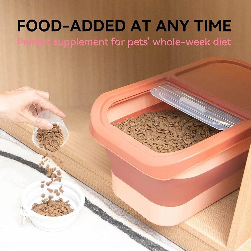 Large Foldable Pet Food Storage Pail Dog Treat Storage Container With Sliding Lid Seal Moisture-Proof Cat Food Treats Box