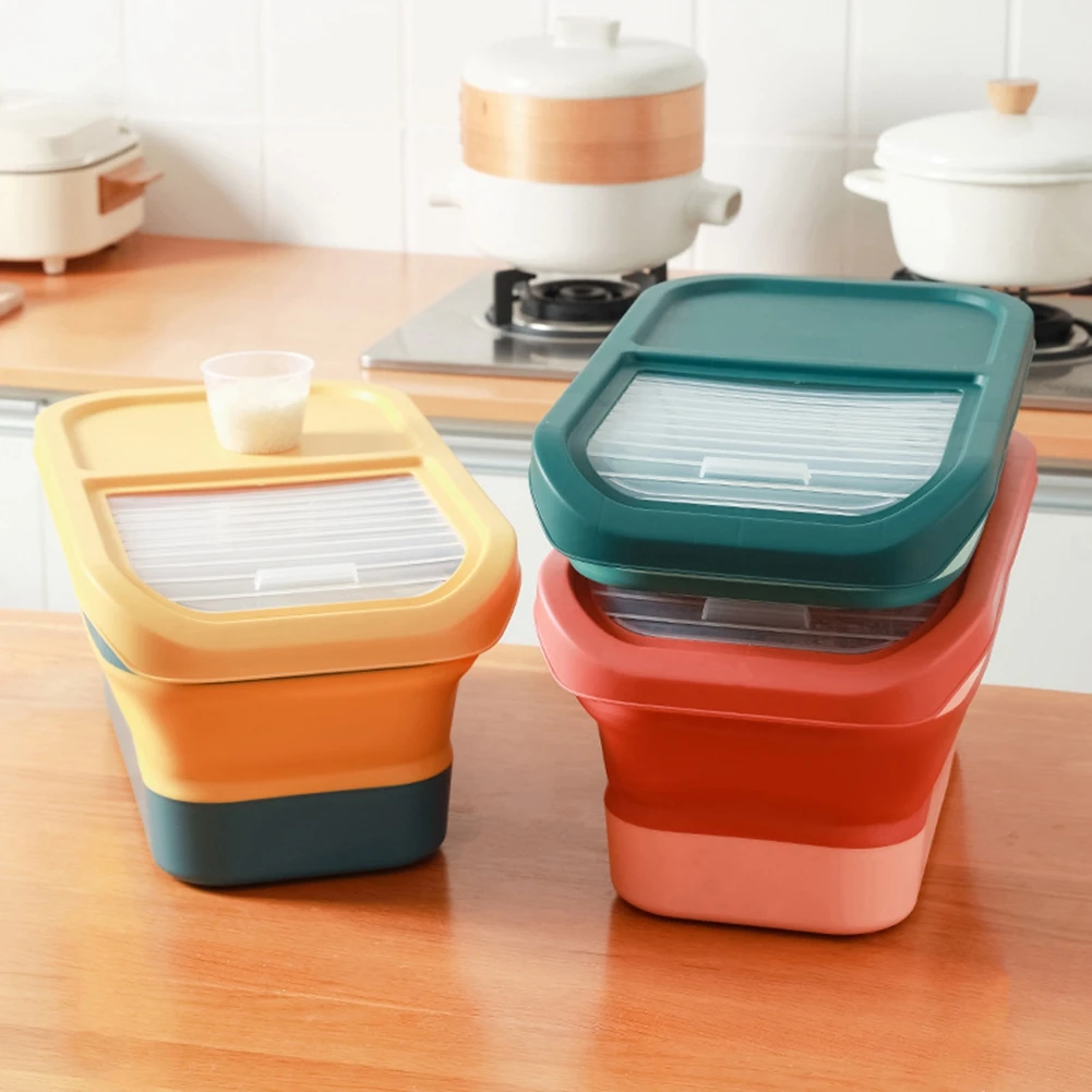 Large Foldable Pet Food Storage Pail Dog Treat Storage Container With Sliding Lid Seal Moisture-Proof Cat Food Treats Box