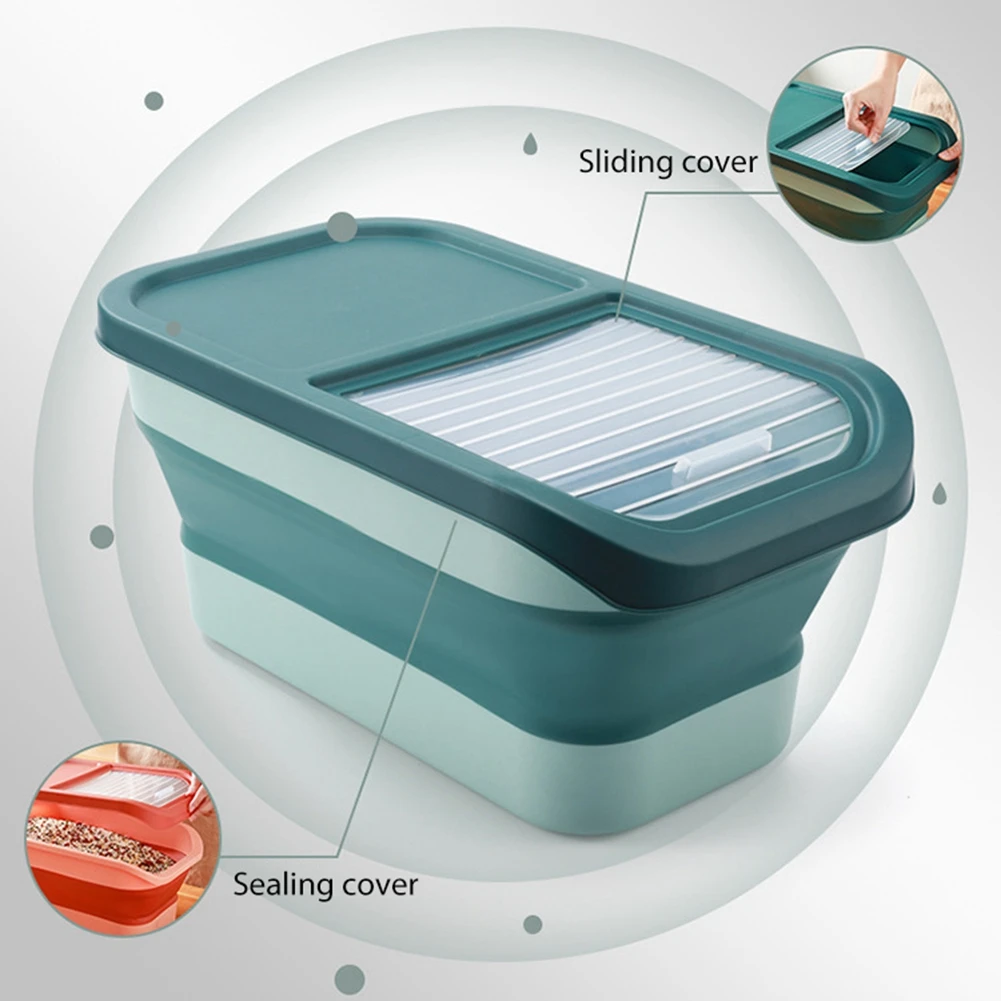 Large Foldable Pet Food Storage Pail Dog Treat Storage Container With Sliding Lid Seal Moisture-Proof Cat Food Treats Box