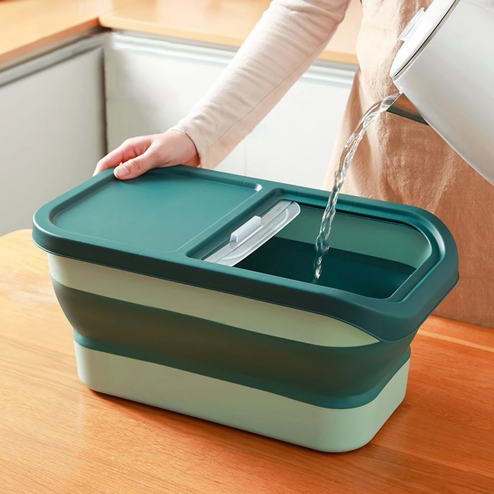 Large Foldable Pet Food Storage Pail Dog Treat Storage Container With Sliding Lid Seal Moisture-Proof Cat Food Treats Box