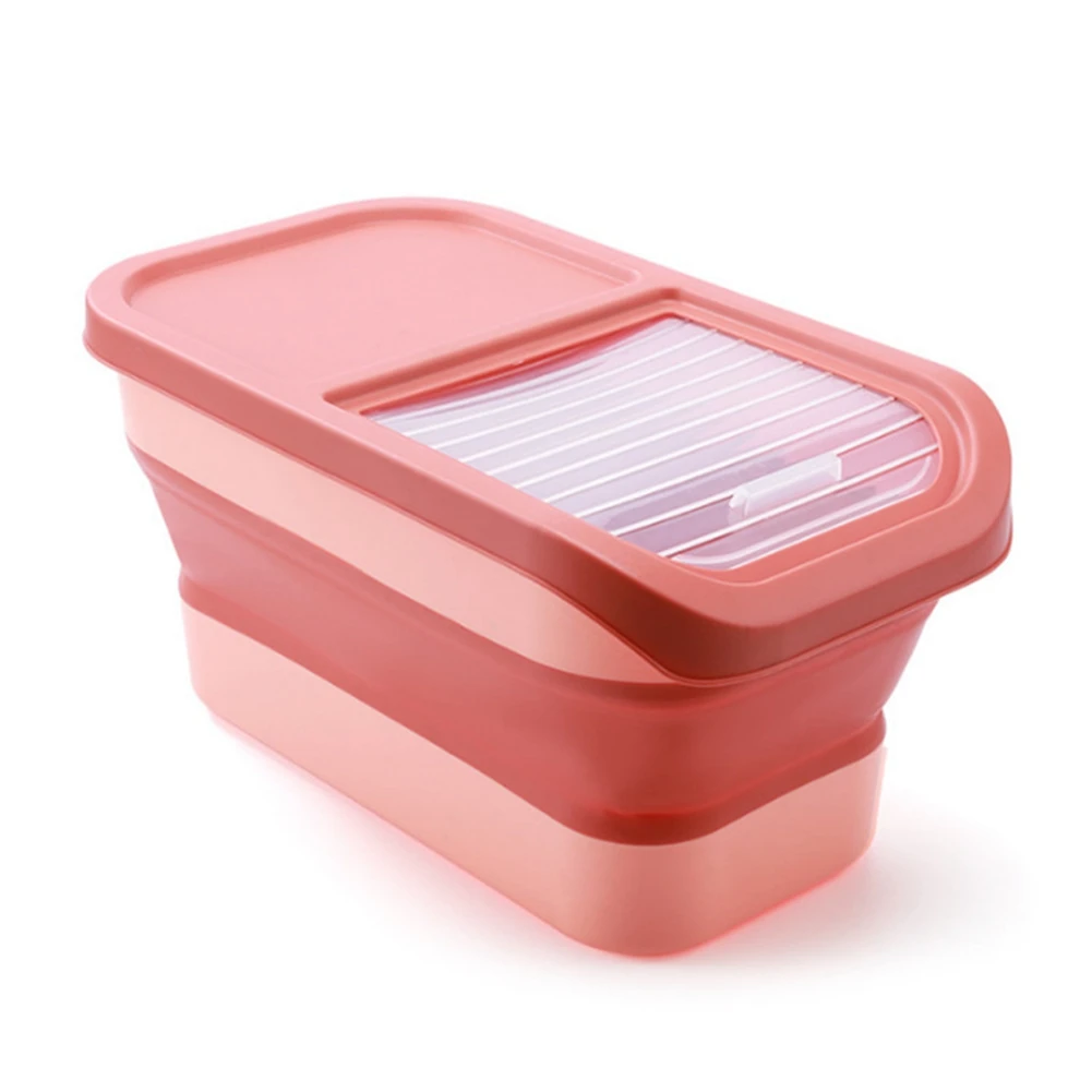 Large Foldable Pet Food Storage Pail Dog Treat Storage Container With Sliding Lid Seal Moisture-Proof Cat Food Treats Box