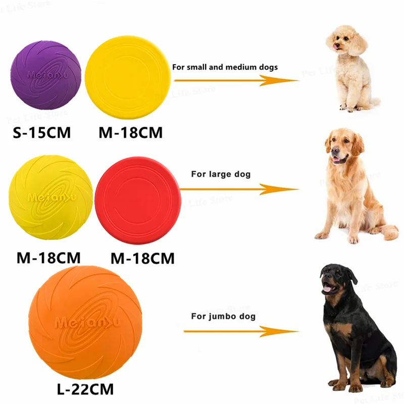 15/18/22cm Fashion Dog Toy Flying Discs Pet Dogs Silicone Game Trainning Interactive Puppy Toys Puppy Pet Supplies