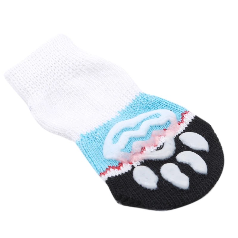 4Pcs/set Pet Dog Socks Anti-Slip Knitted Small Dogs Thick Warm Paw Protector Cute Puppy Cat Indoor Wear Boot Dog Socks