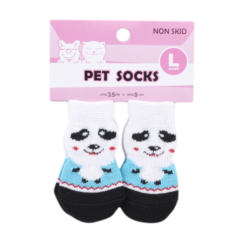 4Pcs/set Pet Dog Socks Anti-Slip Knitted Small Dogs Thick Warm Paw Protector Cute Puppy Cat Indoor Wear Boot Dog Socks