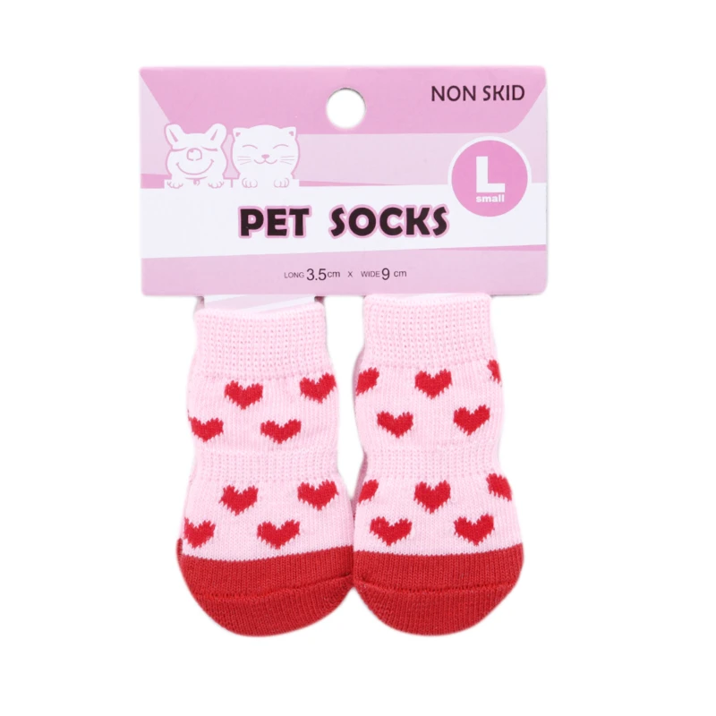 4Pcs/set Pet Dog Socks Anti-Slip Knitted Small Dogs Thick Warm Paw Protector Cute Puppy Cat Indoor Wear Boot Dog Socks