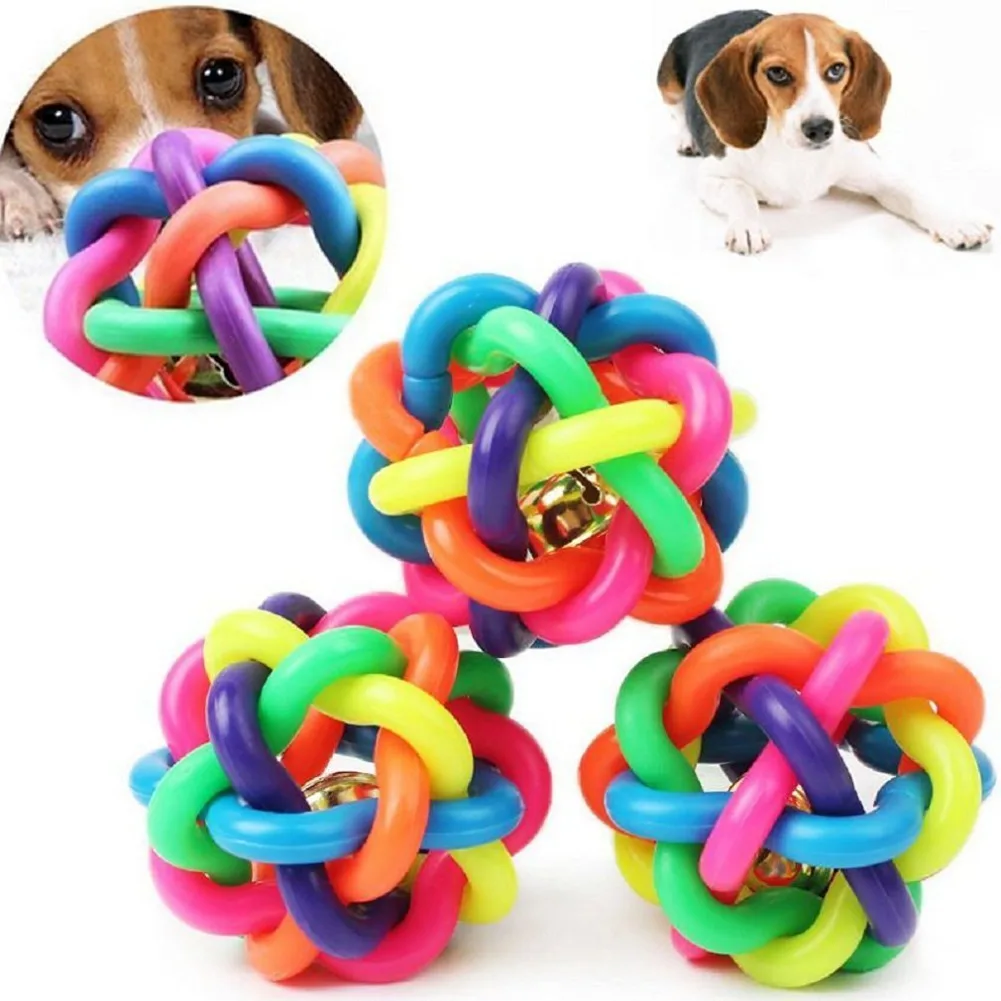 Pet Dog Ball Toys Colorful Bell Woven Toy Popular Dog Bite Resistant Rubber Pet Chewing Playing Fetching Nice Ball Products Pet Dog Ball Toys Colorful Bell Woven Toy Popular Dog Bite Resistant Rubber Pet Chewing Playing Fetching Nice Ball Products