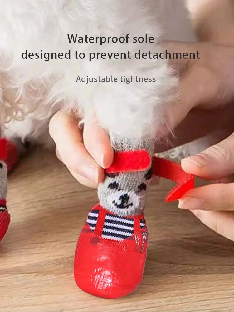4pcs/set Cotton Dog Shoes Waterproof Non-slip Rubber Sole Cats Dogs Socks for Chihuahua Puppy Cat Rain Snow Boots Pet Products 4pcs/set Cotton Dog Shoes Waterproof Non-slip Rubber Sole Cats Dogs Socks for Chihuahua Puppy Cat Rain Snow Boots Pet Products