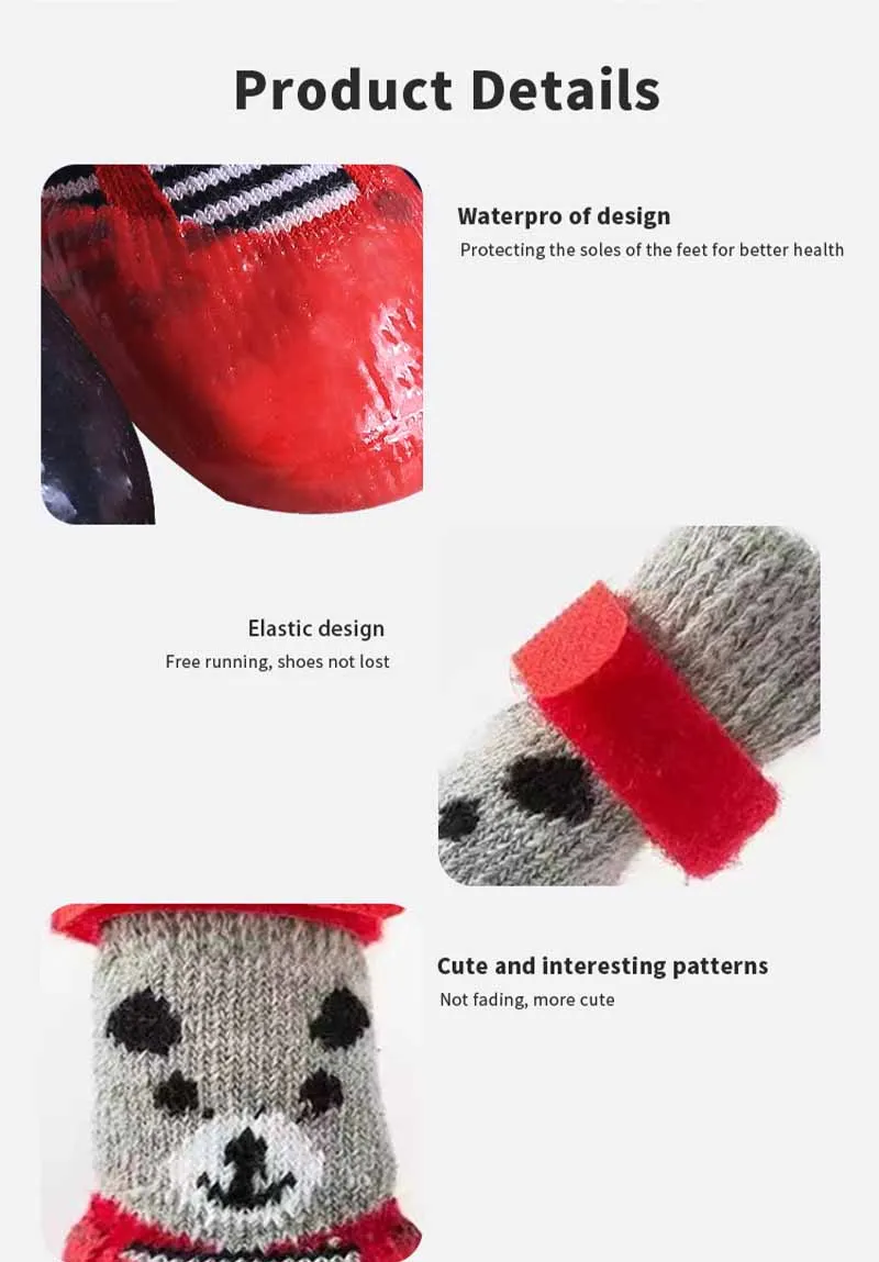 4pcs/set Cotton Dog Shoes Waterproof Non-slip Rubber Sole Cats Dogs Socks for Chihuahua Puppy Cat Rain Snow Boots Pet Products 4pcs/set Cotton Dog Shoes Waterproof Non-slip Rubber Sole Cats Dogs Socks for Chihuahua Puppy Cat Rain Snow Boots Pet Products