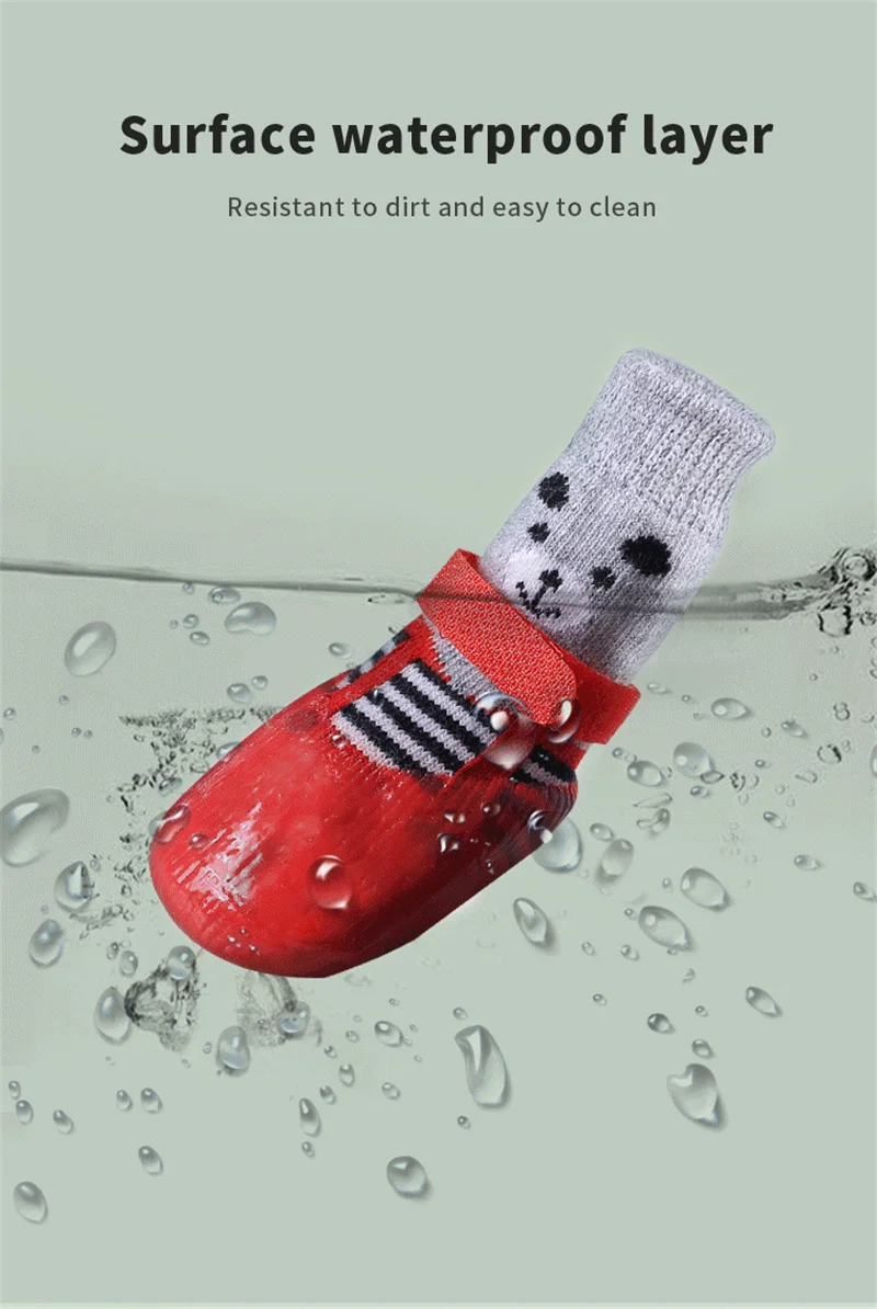 4pcs/set Cotton Dog Shoes Waterproof Non-slip Rubber Sole Cats Dogs Socks for Chihuahua Puppy Cat Rain Snow Boots Pet Products 4pcs/set Cotton Dog Shoes Waterproof Non-slip Rubber Sole Cats Dogs Socks for Chihuahua Puppy Cat Rain Snow Boots Pet Products