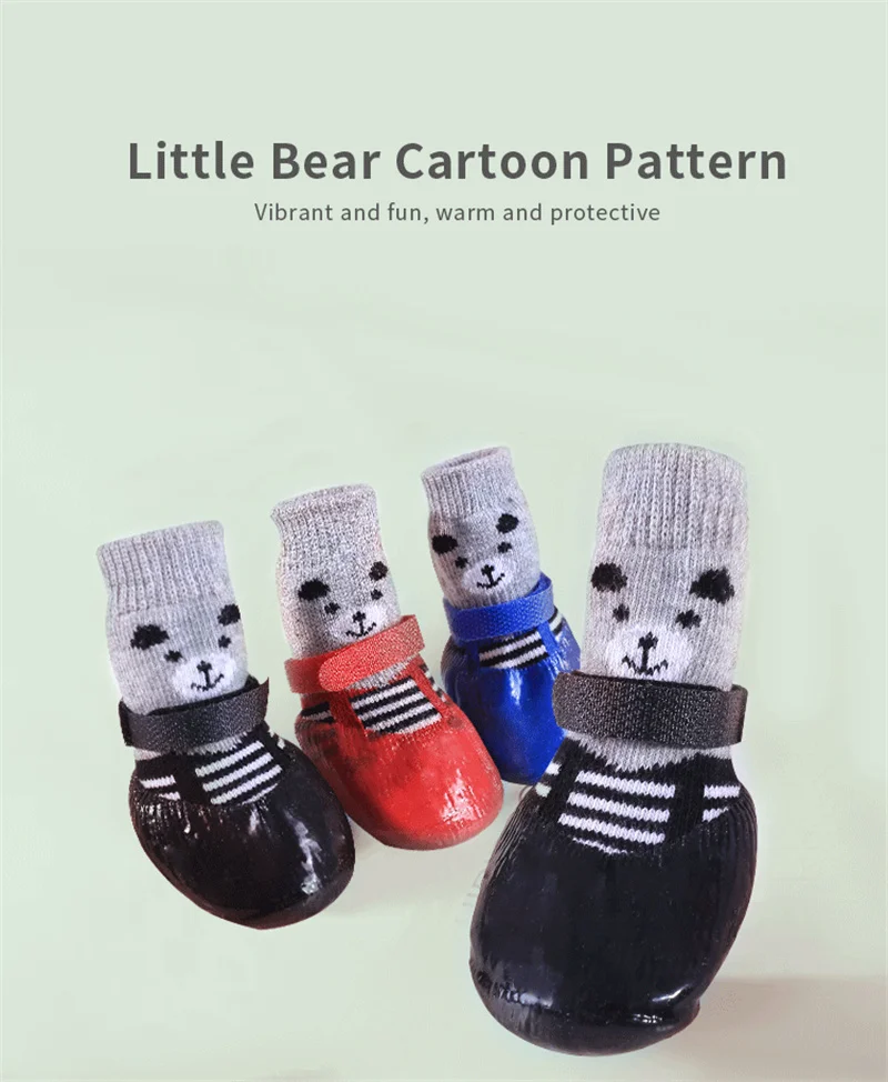 4pcs/set Cotton Dog Shoes Waterproof Non-slip Rubber Sole Cats Dogs Socks for Chihuahua Puppy Cat Rain Snow Boots Pet Products 4pcs/set Cotton Dog Shoes Waterproof Non-slip Rubber Sole Cats Dogs Socks for Chihuahua Puppy Cat Rain Snow Boots Pet Products