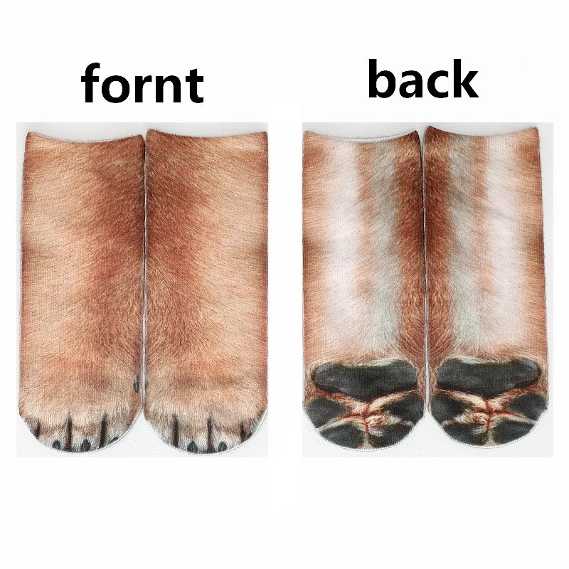 3D Animals Paw Print Socks Unisex Casual Dog Horse Zebra Pig Cat Paw Socks Children Funny Leopard Tiger  for Party