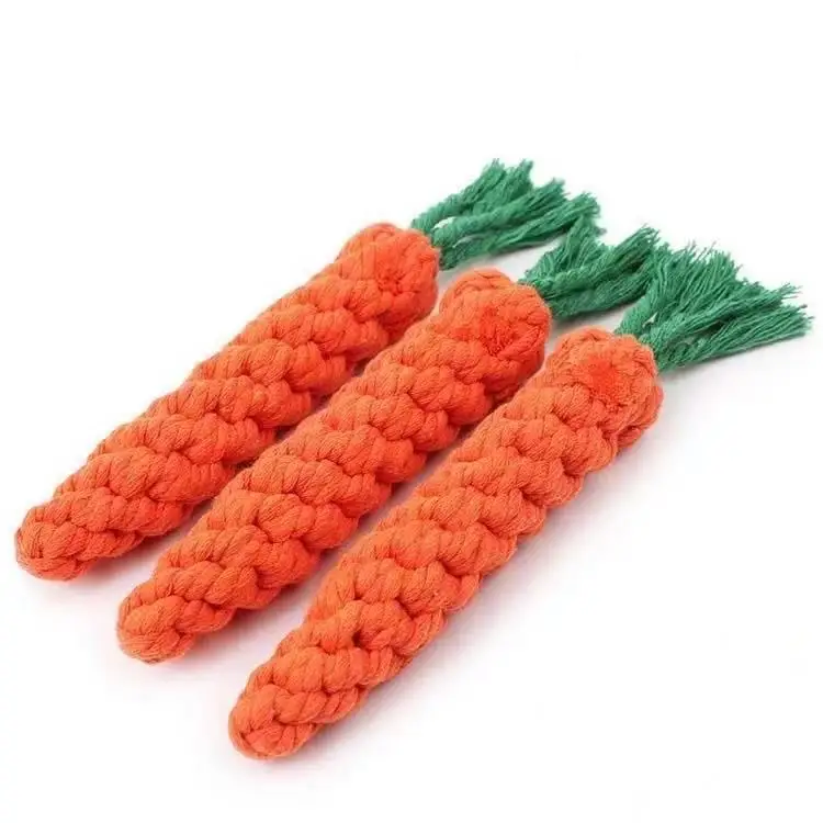 1PC Durable Dog Toy Set Carrot Knot Rope Ball, Cotton Rope Dumbbell for Puppy Teeth Cleaning, Braided and Bite-Resistant Chew To 1PC Durable Dog Toy Set Carrot Knot Rope Ball, Cotton Rope Dumbbell for Puppy Teeth Cleaning, Braided and Bite-Resistant Chew To