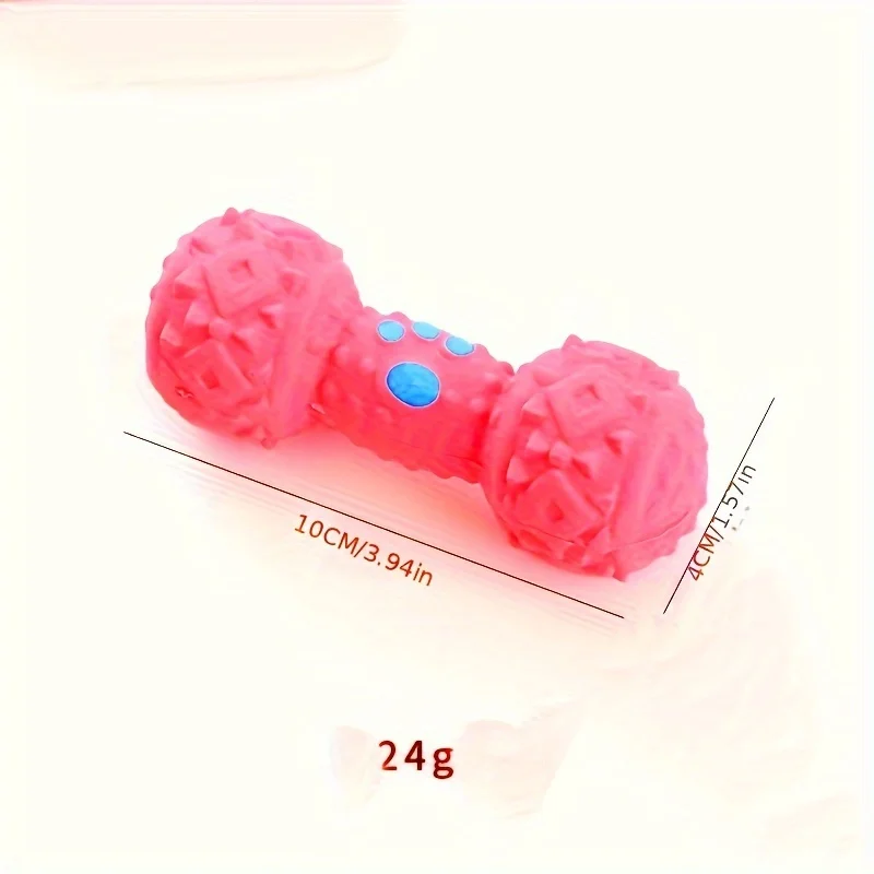 1 piece pet dog toy barbell with paw print multi-color optional sound latex toy chewing molar stick dog toy