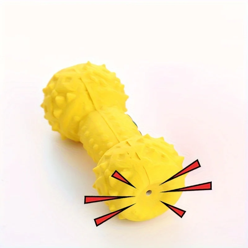 1 piece pet dog toy barbell with paw print multi-color optional sound latex toy chewing molar stick dog toy