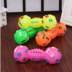 Pet Chew Toys Pet TPR Set Interactive Playing Funny Molar Dumbbell Shape Dog Squeaky Sound Puppy Molar Bite Cleaning Teeth