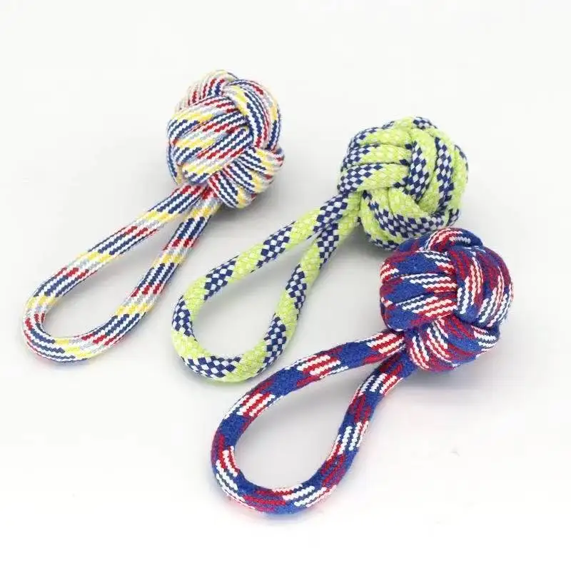 1PC Dog Toy Carrot Knot Rope Ball Cotton Rope Dumbbell Puppy Cleaning Teeth Chew Toy Durable Braided Bite Resistant Pet Supplies