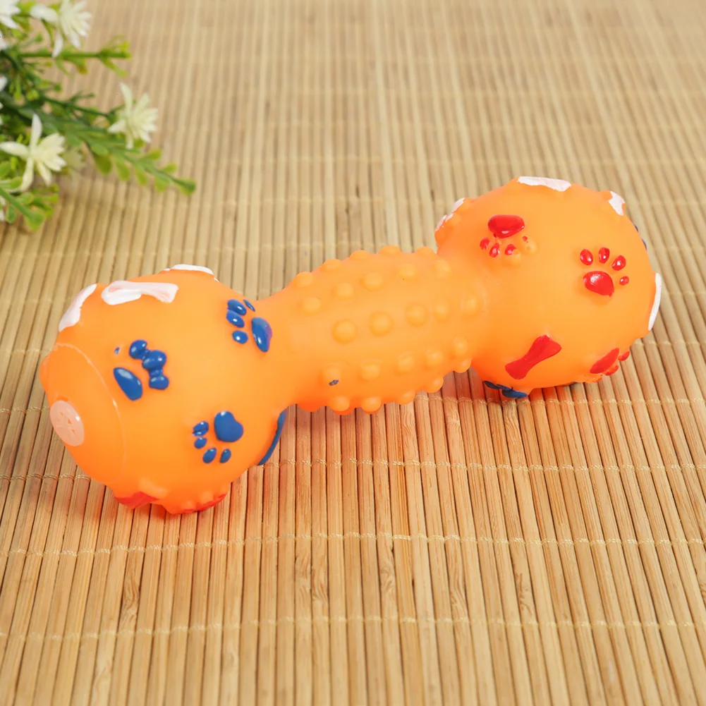 Funny Dumbbell Shaped Pet Toys Non-toxic Adorable Rubber Chewing Bone Bite Resistant Natural Material For Pet Dog Cat Or Puppy