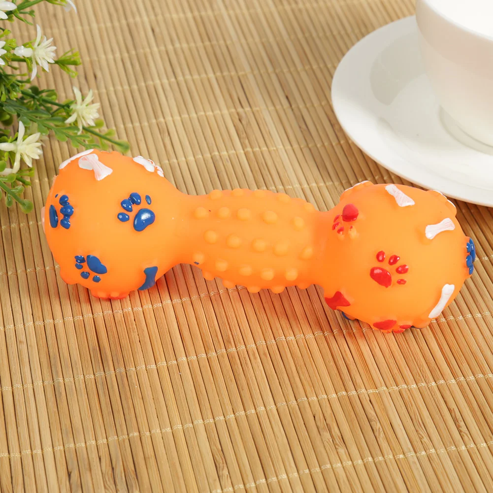 Funny Dumbbell Shaped Pet Toys Non-toxic Adorable Rubber Chewing Bone Bite Resistant Natural Material For Pet Dog Cat Or Puppy