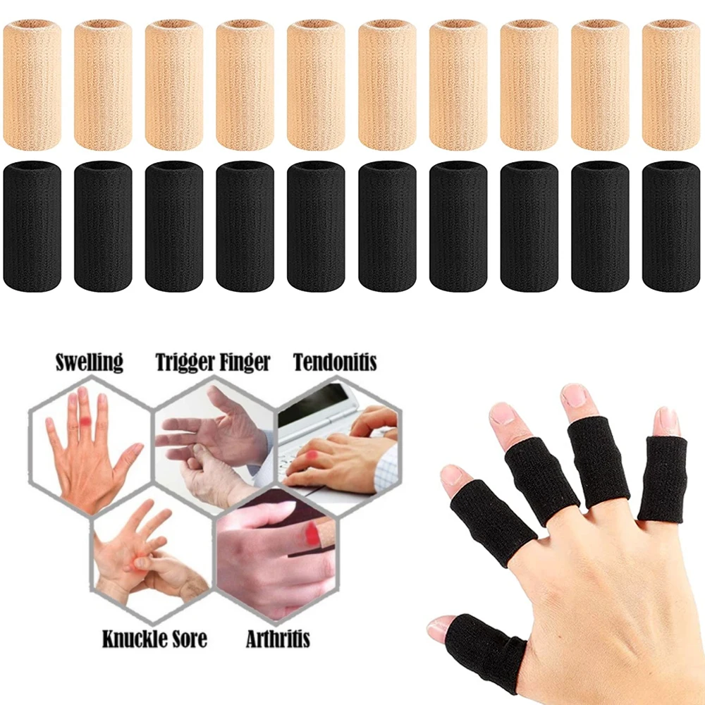 JUUMMP 10Pcs/Set Finger Protection Arthritis Support Finger Guard Outdoor Sports Basketball Volleyball Elastic Finger Sleeves