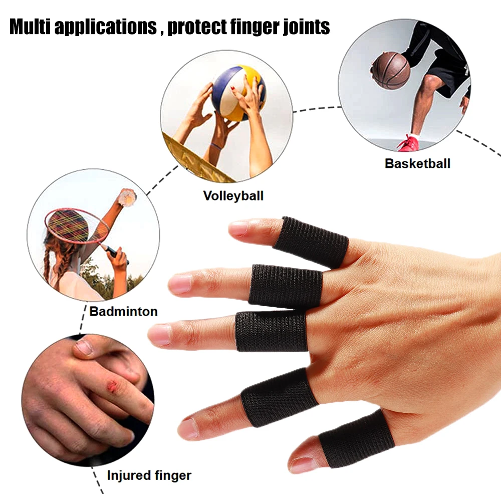 JUUMMP 10Pcs/Set Finger Protection Arthritis Support Finger Guard Outdoor Sports Basketball Volleyball Elastic Finger Sleeves
