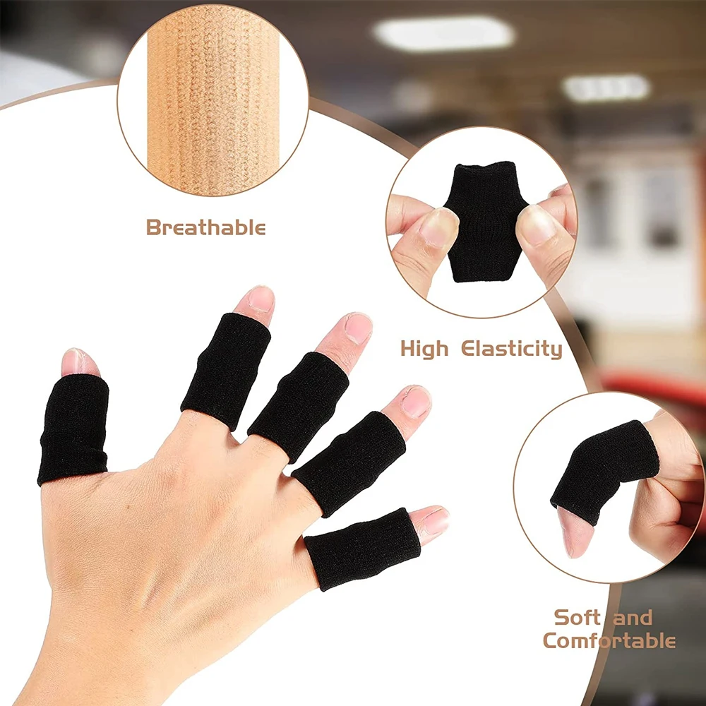 JUUMMP 10Pcs/Set Finger Protection Arthritis Support Finger Guard Outdoor Sports Basketball Volleyball Elastic Finger Sleeves