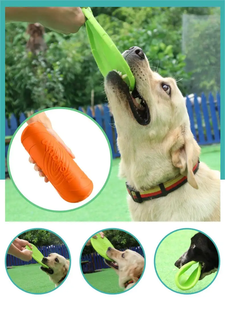 OUZEY Bite Resistant Silicone Frisbeed Toys For Dog Multifunction Pet Puppy Training Toys Flying Disc Interactive Game Pet Suppl