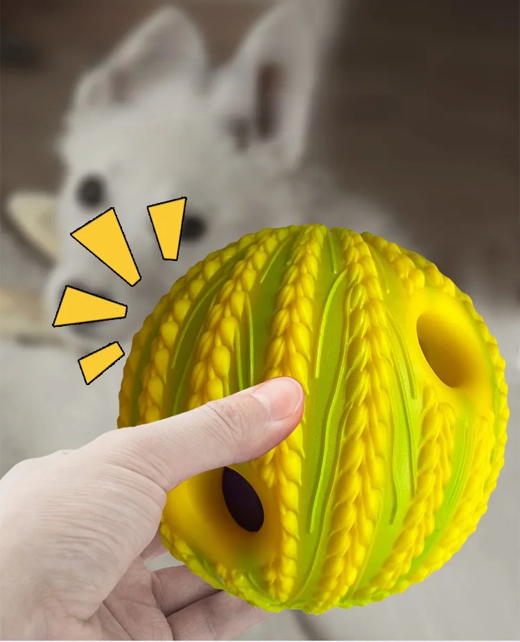 Dog rolling sound toys ball wheat grinding teeth bite resistant teeth cleaning pet products molars to relieve boredom