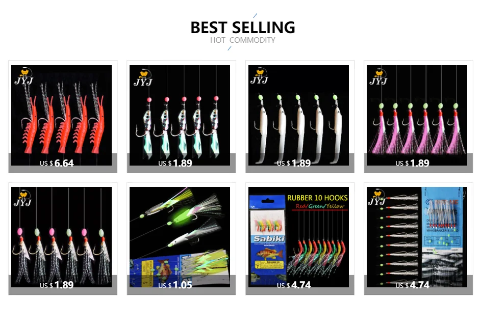 JYJ 10bags New Sabiki Soft Fishing Lure Rigs Luminous Shrimp Bait Jigs Lure soft lure Worn Fake lure