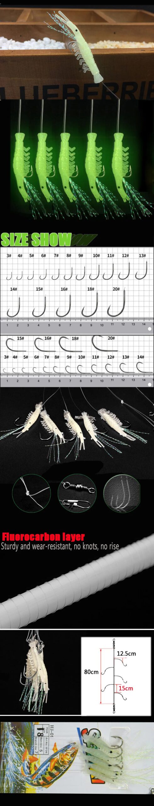 JYJ 10bags New Sabiki Soft Fishing Lure Rigs Luminous Shrimp Bait Jigs Lure soft lure Worn Fake lure JYJ 10bags New Sabiki Soft Fishing Lure Rigs Luminous Shrimp Bait Jigs Lure soft lure Worn Fake lure