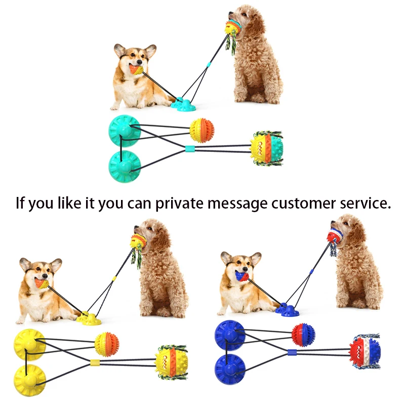 Dog Food Toy Silicon Suction Cup Tug Interactive Ball Slow Eating Feeder Pet Chew Bite Tooth Cleaning Toothbrush Healthy Stomach