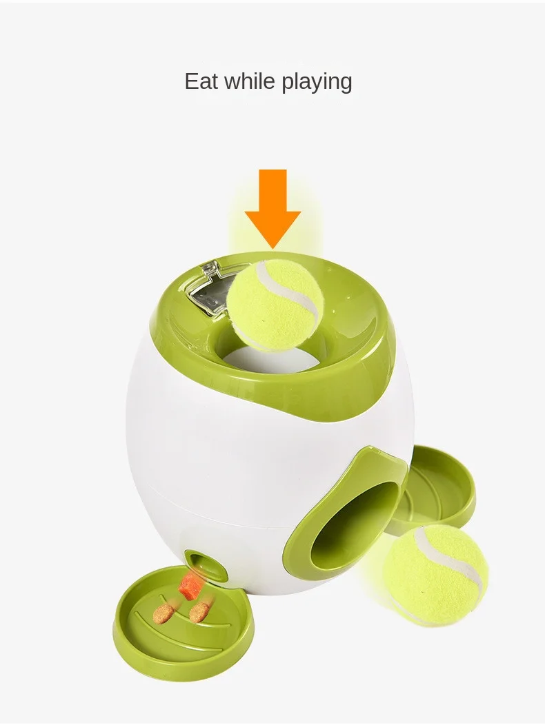 2 in 1 Dog Pet Interactive Toy Tennis Ball Launcher Automatic Throwing Training Reward Machine Fun Feeding Machine Pet Supplies