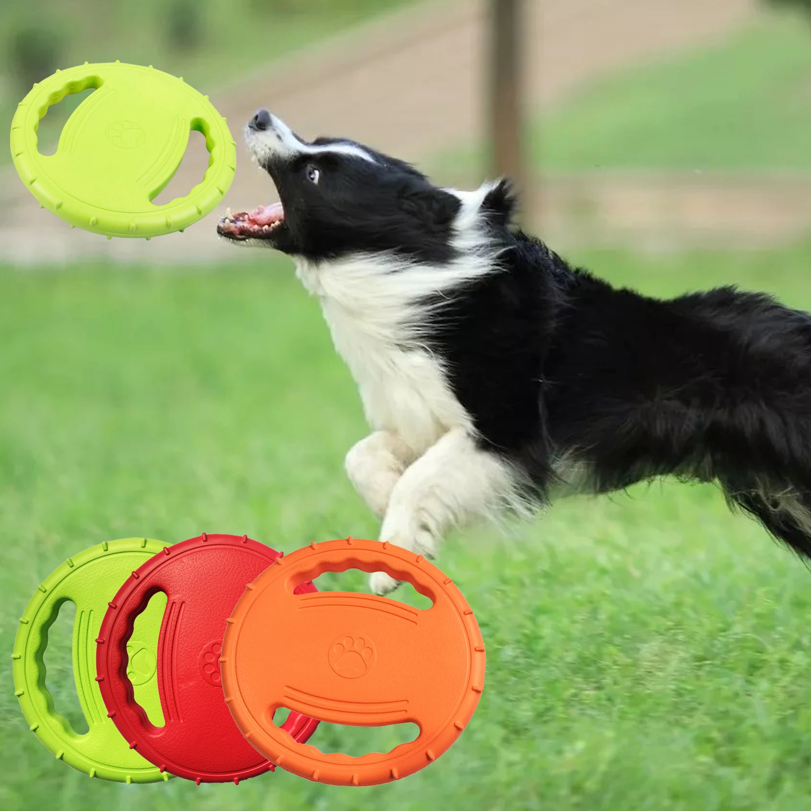 Pet Dog Flying Disc EVA Dog Training Ring with Double Handles Dog Flyer Toys for Outdoor Activity Toy