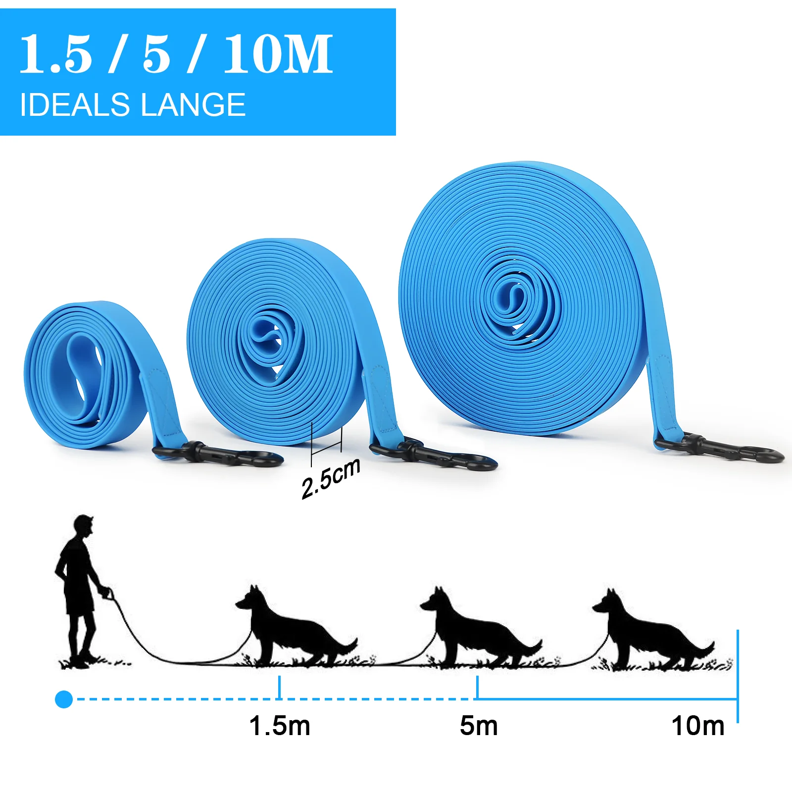 1.5m/3m/5m/10m Strong 2.5cm Width PVC Dog Leash Multicolor Durable Waterproof Dog Training Leash for Dogs 1.5m/3m/5m/10m Strong 2.5cm Width PVC Dog Leash Multicolor Durable Waterproof Dog Training Leash for Dogs
