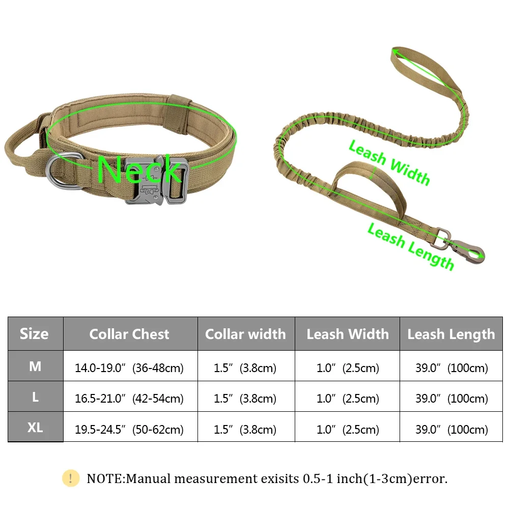 Dog Collar Leash and Harness Set Tactical Style Military Adjustable German Shepard Harness for Large Dogs Walking Training