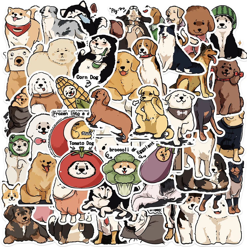 50pcs Cute Dog Stickers for Water Bottle, Funny Dog Stickers  Animal Hand-Drawn Stickers for Laptop Scrapbook Skateboard phone