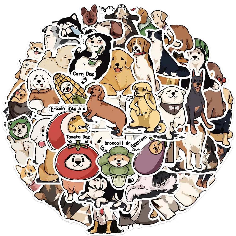 50pcs Cute Dog Stickers for Water Bottle, Funny Dog Stickers  Animal Hand-Drawn Stickers for Laptop Scrapbook Skateboard phone