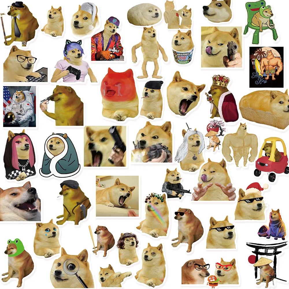 NEW!10/50PCS Funny Dog Meme Stickers Decals Kids Toys Laptop Phone Motorcycle Luggage Car Fridge Guitar Bike Waterproof Sticker