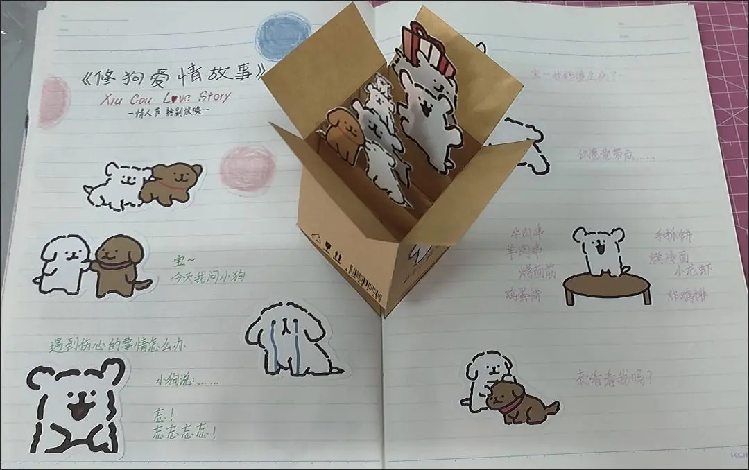 10/50/100PCS Cartoon Cute Line Dog In The Book Stickers DIY Toy Laptop Luggage Skateboard Suitcase Guitar Graffiti Decal Sticker