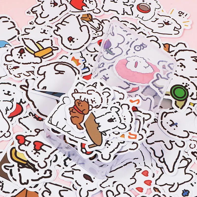 10/50/100PCS Cartoon Cute Line Dog In The Book Stickers DIY Toy Laptop Luggage Skateboard Suitcase Guitar Graffiti Decal Sticker