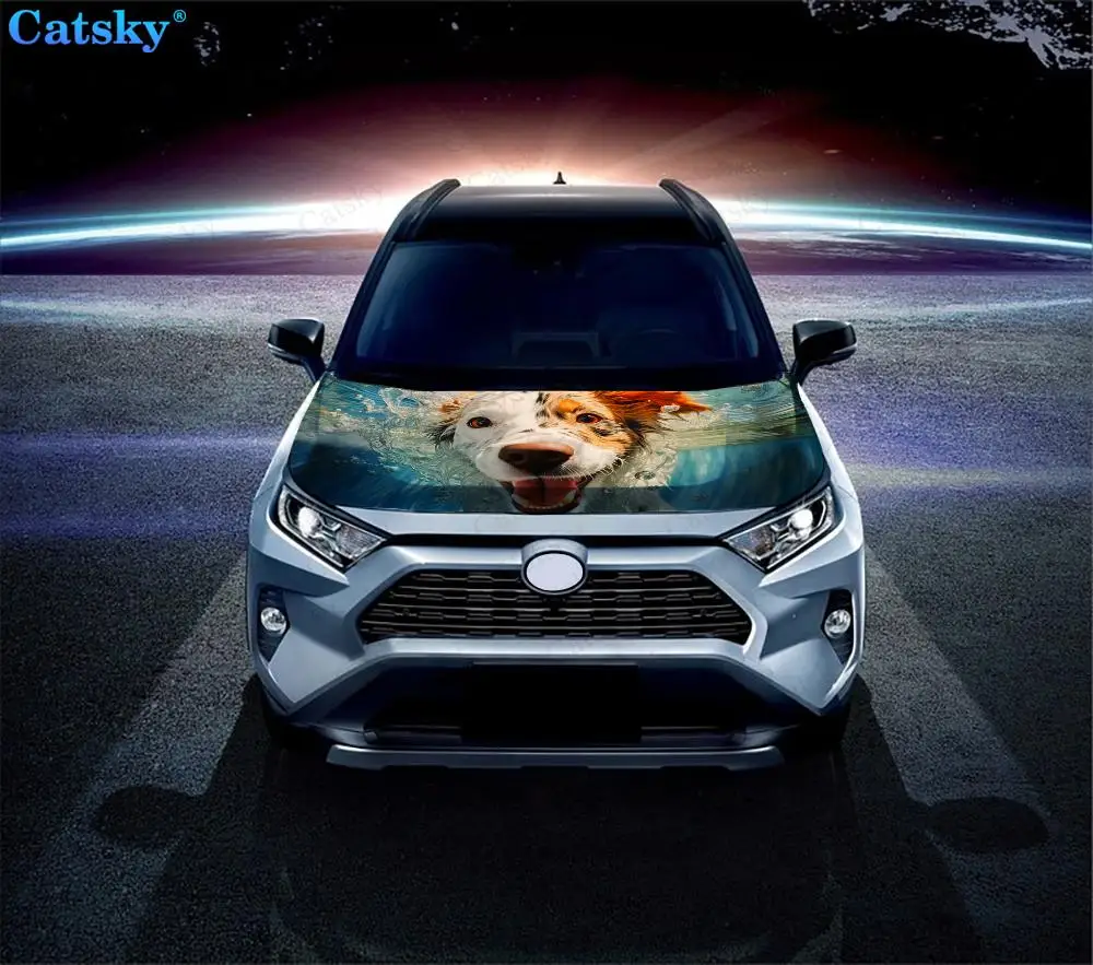 Funny Dog Swimming Underwater Car Hood Decal Truck Decals Vinyl Sticker Graphic Wrap Stickers Trucks Cars Bonnet Vinyls