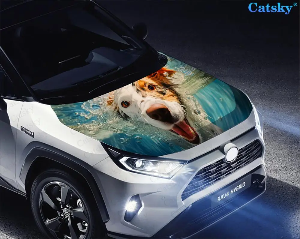 Funny Dog Swimming Underwater Car Hood Decal Truck Decals Vinyl Sticker Graphic Wrap Stickers Trucks Cars Bonnet Vinyls