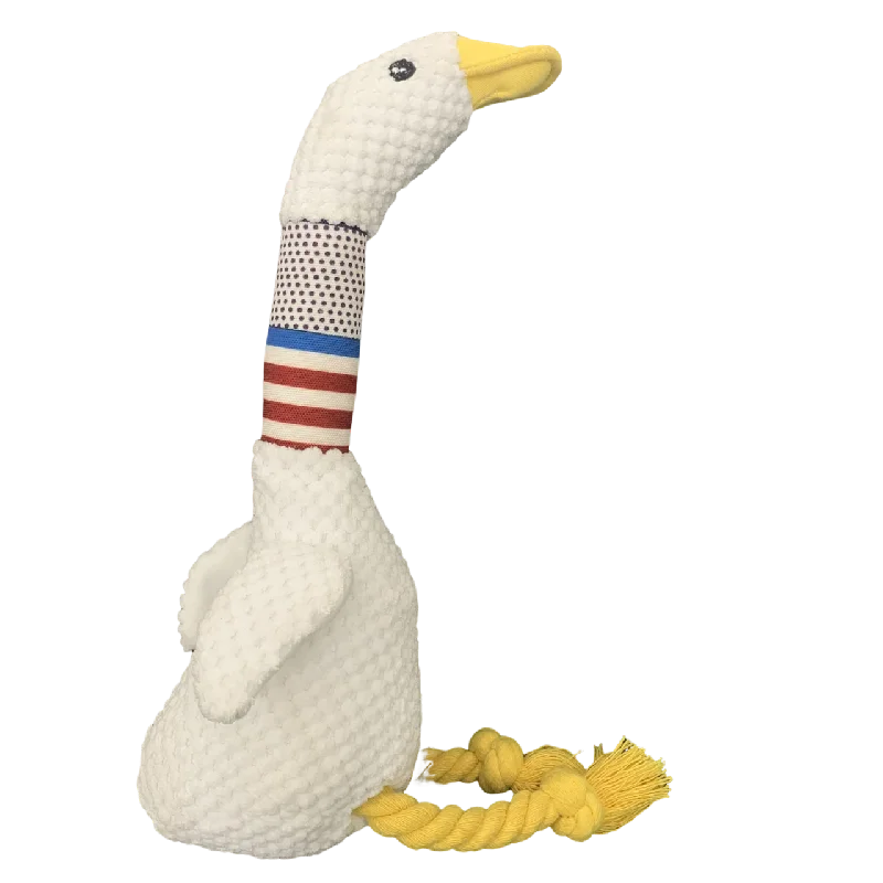 New Pet Dog Plush Sound Toy White Geese Coarse Grain Velvet Bite Resistant And Grinding Dog Toy Supplies Interactive Dog Toys