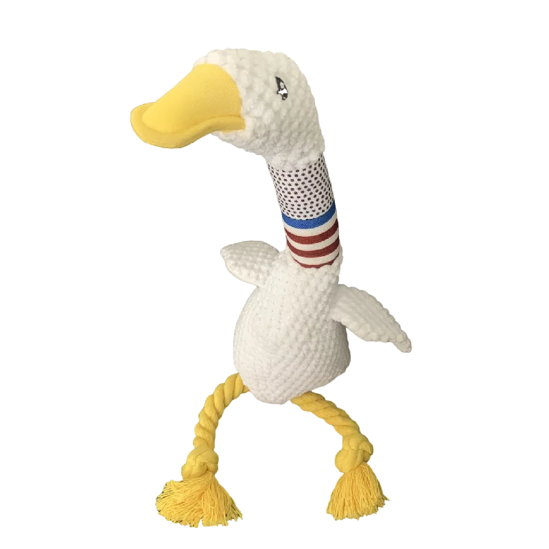 New Pet Dog Plush Sound Toy White Geese Coarse Grain Velvet Bite Resistant And Grinding Dog Toy Supplies Interactive Dog Toys