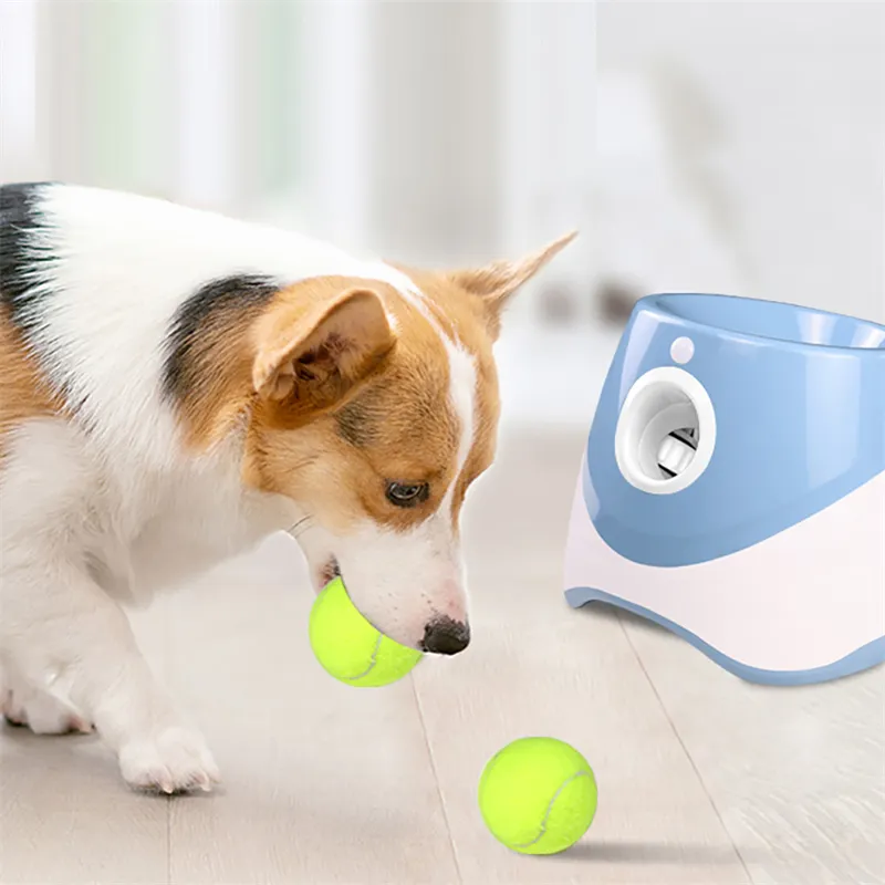 Dog Tennis Launcher Automatic Pet Dogs Chase Toy Mini Tennis Throwing Pinball Machine Fun Interactive Throw Rechargable Catapult