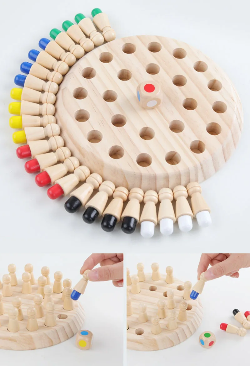 Montessori Wooden Children Toys Memory Match Stick Chess Game Fun Block Puzzle Board Interactive Toy for 3 4 5 Year Old Boy Girl
