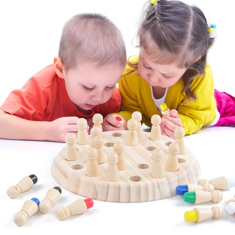 Montessori Wooden Children Toys Memory Match Stick Chess Game Fun Block Puzzle Board Interactive Toy for 3 4 5 Year Old Boy Girl