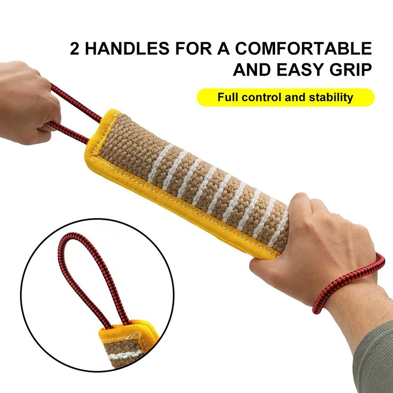 Durable Pet Training Tug Toy Pillow Jute Bite Sleeve With 2 Rope Handles For Small Large Dogs Puppy Interactive Play Game