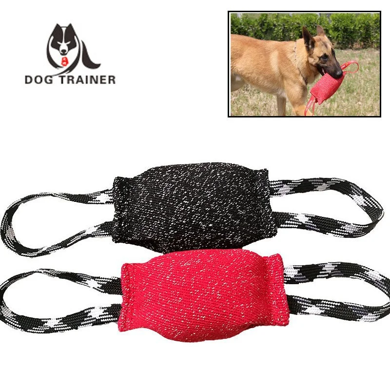 Pet Dog Bite Resistance Toys Thick Hemp Dogs Bite Toy Training Tugs Pillow Nylon Rope Double Handle Pet Training Supplies