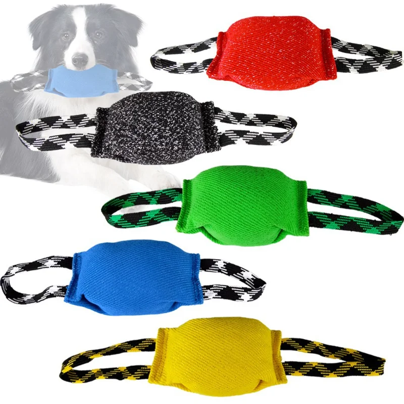 Pet Dog Bite Resistance Toys Thick Hemp Dogs Bite Toy Training Tugs Pillow Nylon Rope Double Handle Pet Training Supplies