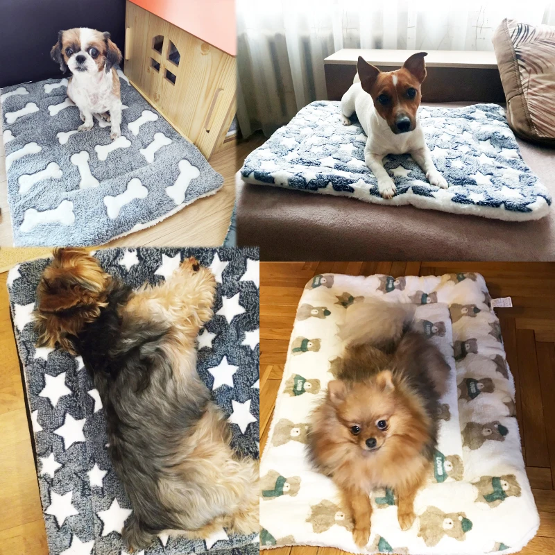 Pet Sleeping Mat Warm Dog Bed Soft Fleece Pet Blanket Cat Litter Puppy Sleep Mat Lovely Mattress Cushion for Small Large Dogs
